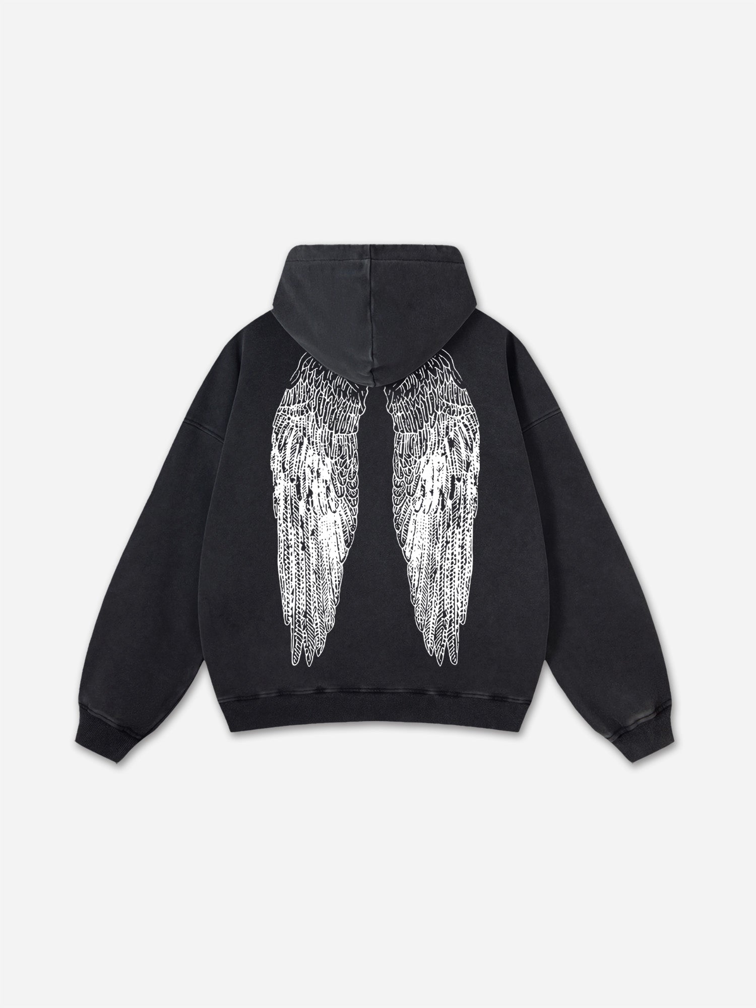 Y2k Angel Wings Gothic Dark Vintage Graphic Washed Oversized Zip Up Hoodie