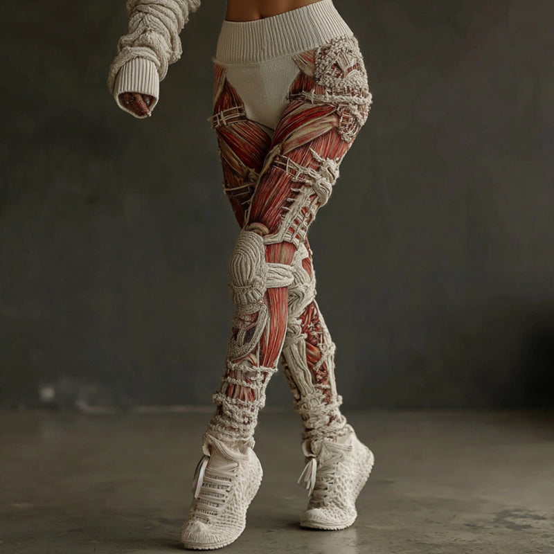 Women's Fashion Halloween Muscle Anatomy Art Leggings