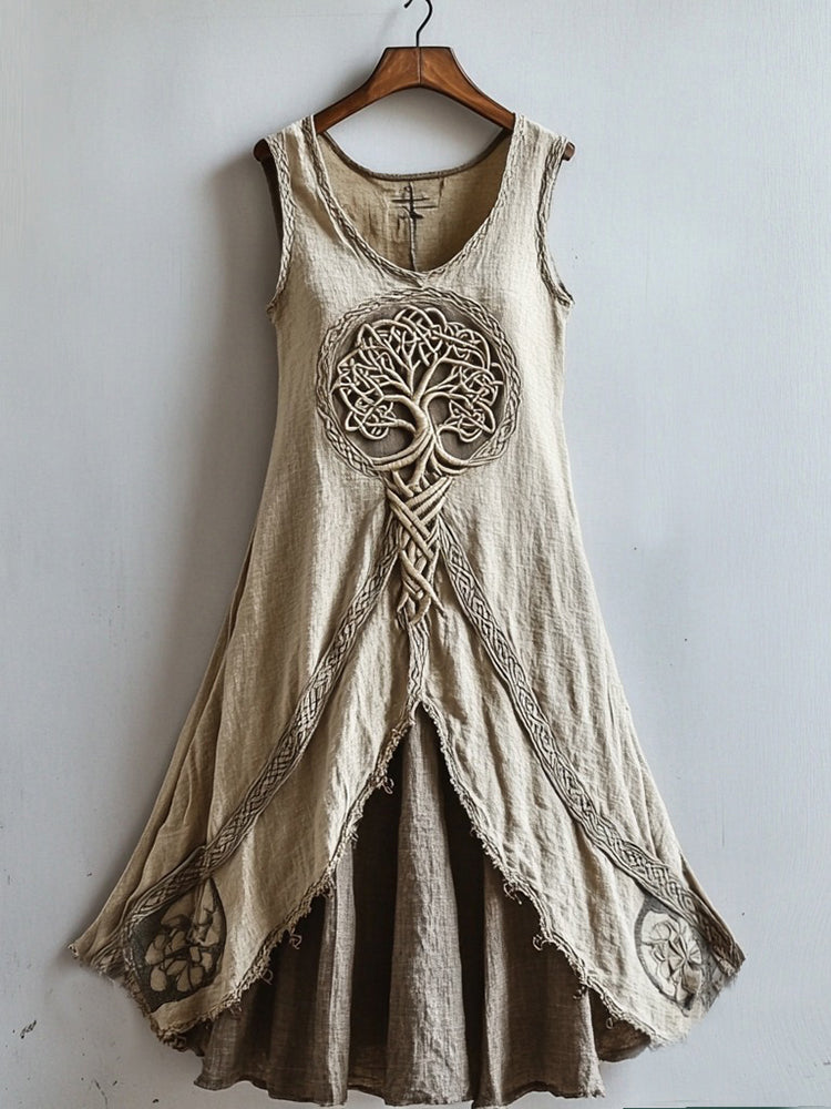 Viking Tree Of Life Celtic Knot Art Linen Tank Dress
