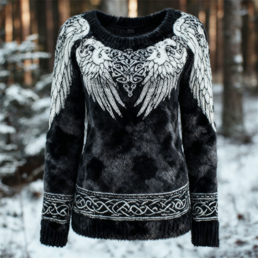 Viking Celtic Wing Design Women's Flannel Sweater