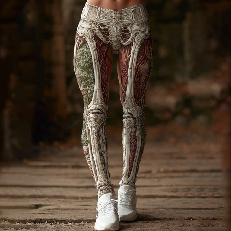 Wmoen's Vintage Halloween Skeleton Art Sweatpants