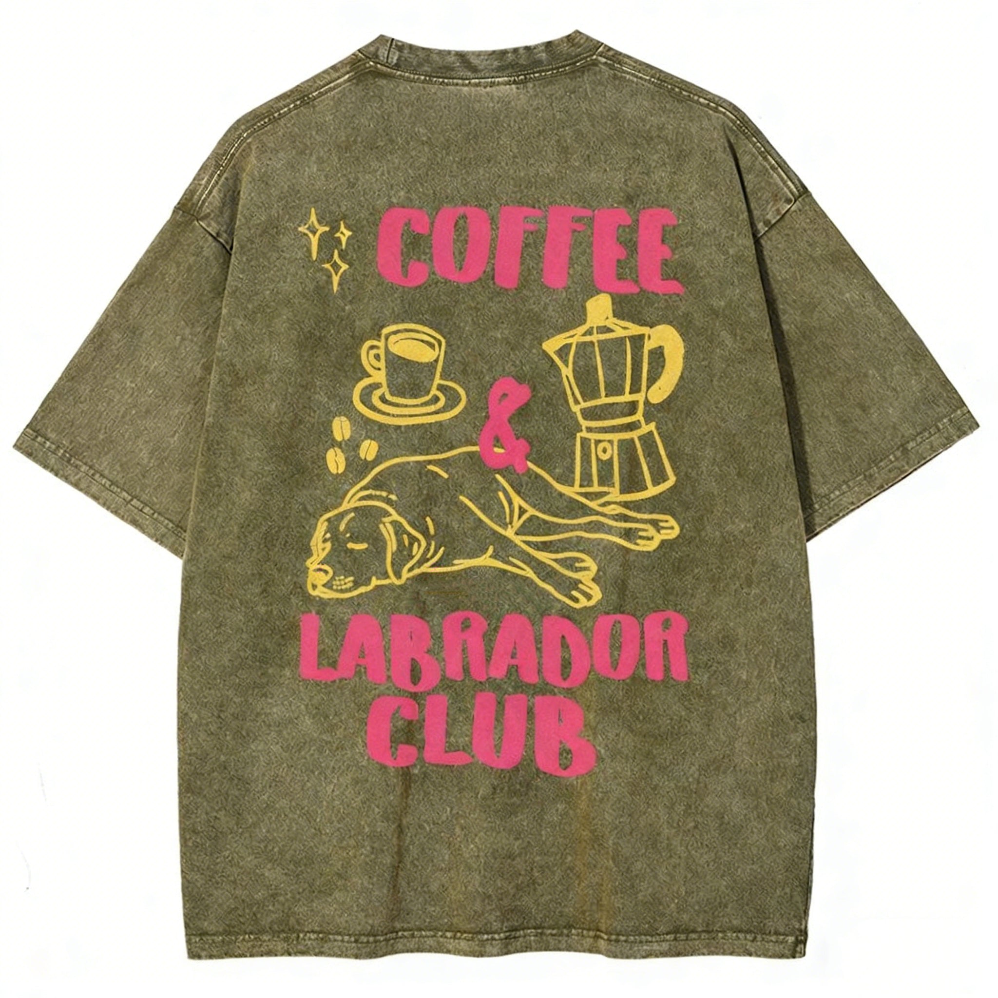 Coffee Labrador Club Unisex Fit Washed T-shirt