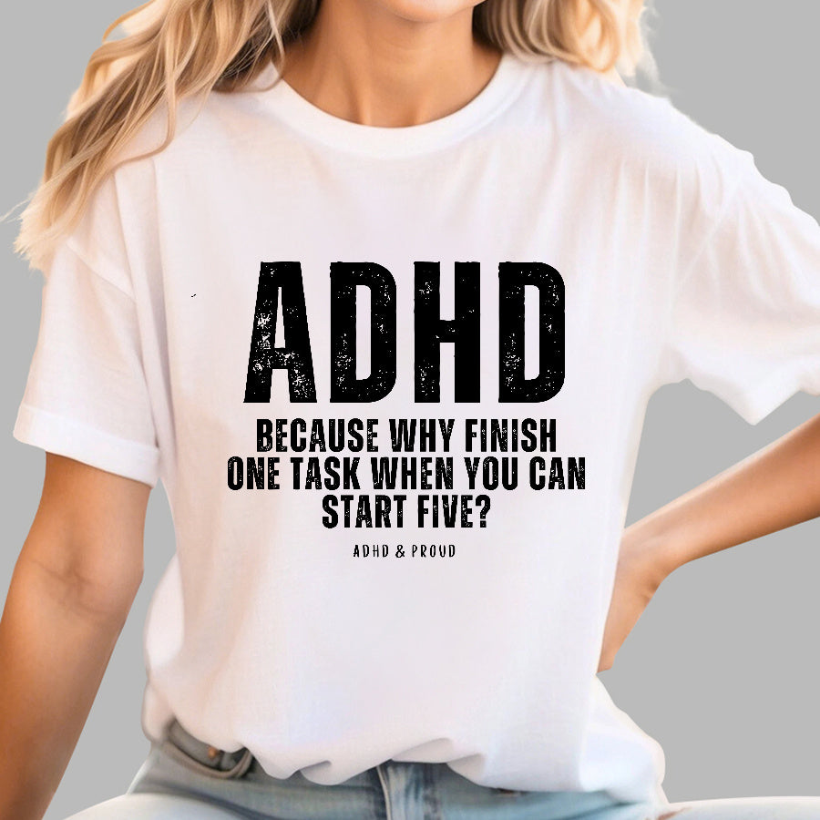 Adhd Slogan Printed T-shirt