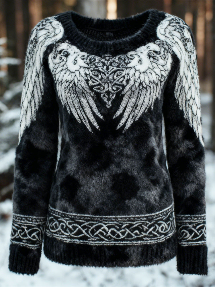 Viking Celtic Wing Design Women's Flannel Sweater