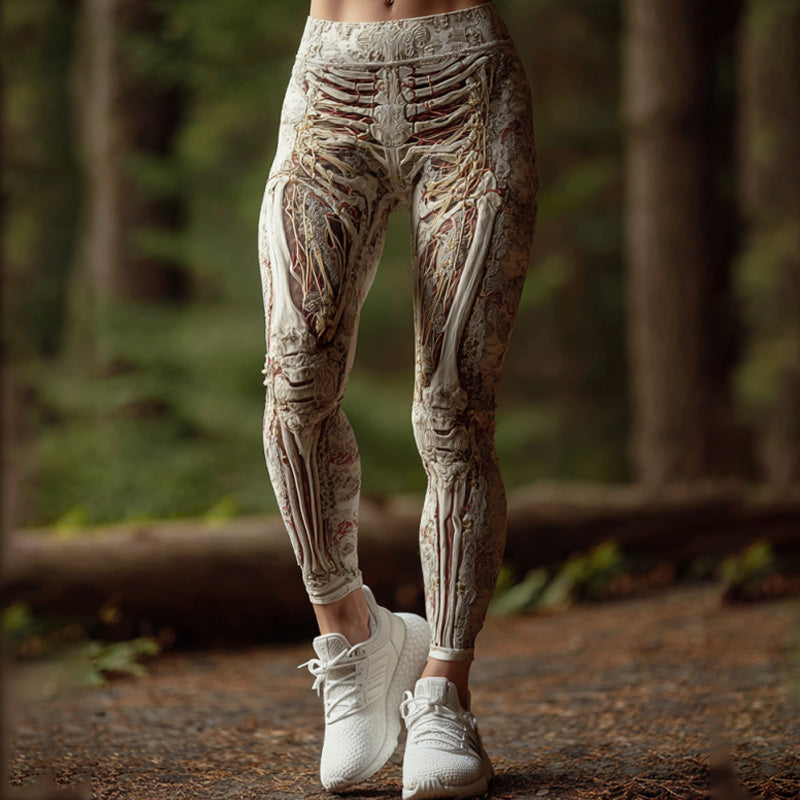 Wmoen's Vintage Halloween Skeleton Art Sweatpants