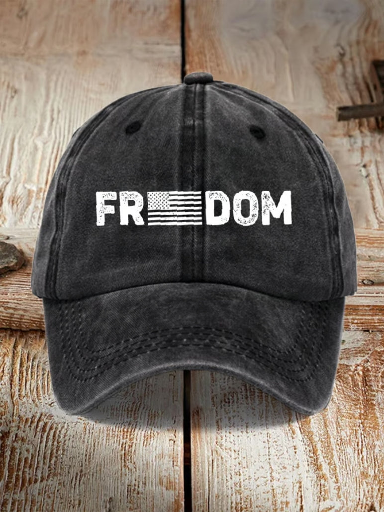 Unisex Freedom American Flag Print Baseball Cap