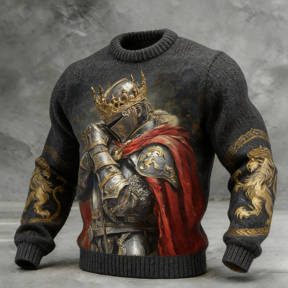 Ancient Roman Soldier Pattern Men's Crew Neck Knit Sweater