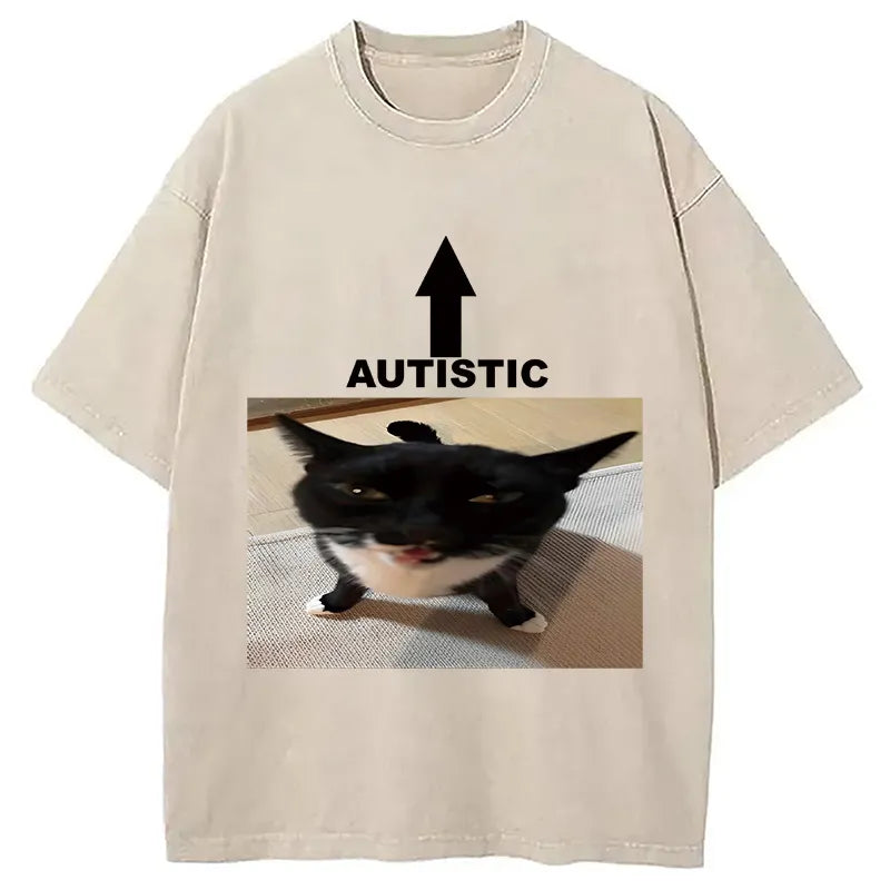 Autistic Cat Washed T-shirt