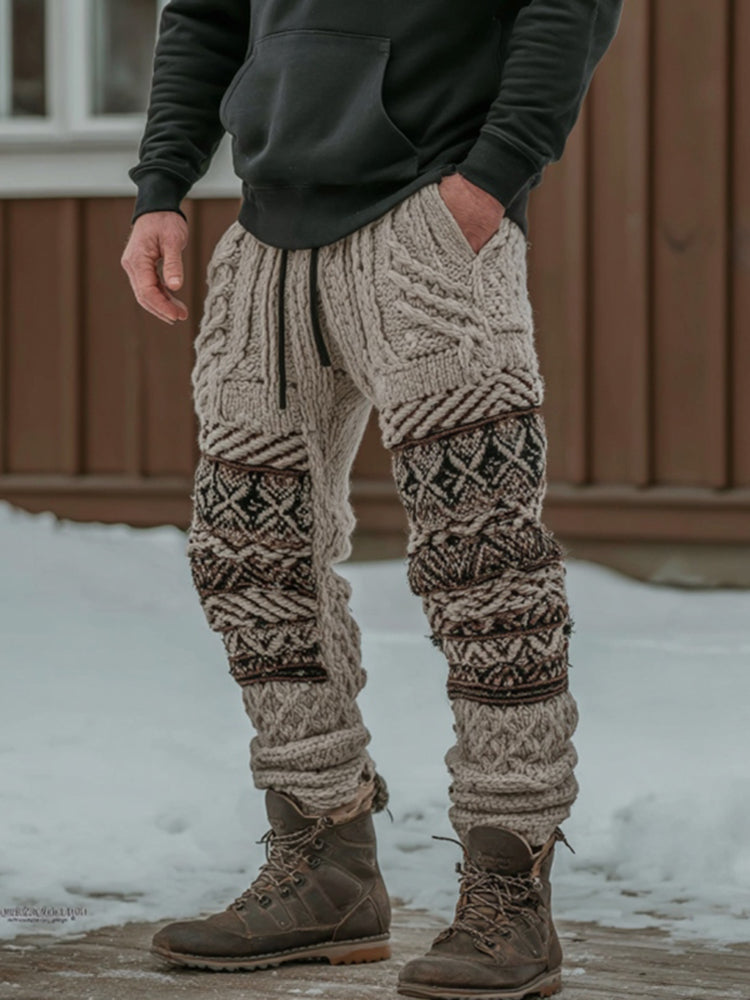 Men's Viking Tribal Geometry Pattern Art Knit Pants
