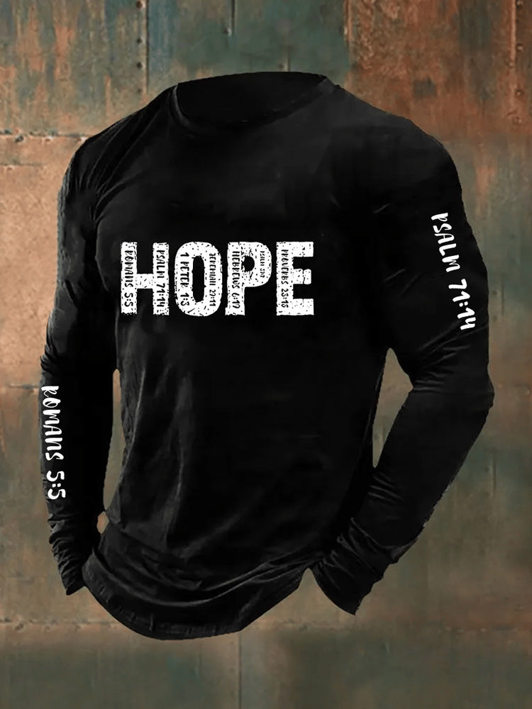 Men's Faith Hope Print Long Sleeve Top