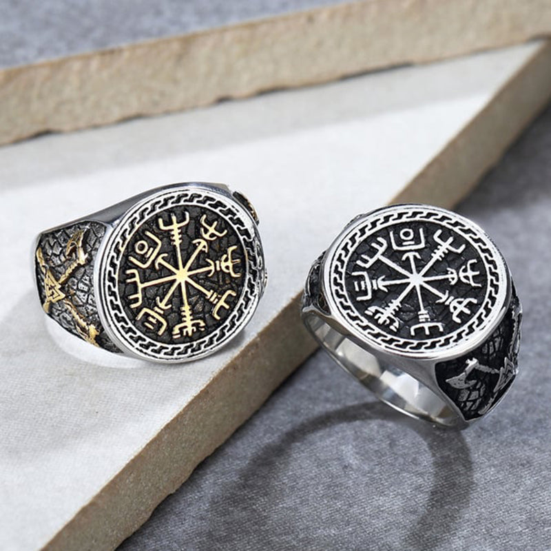 Men's Vintage Viking Rune Axe Totem Titanium Ring