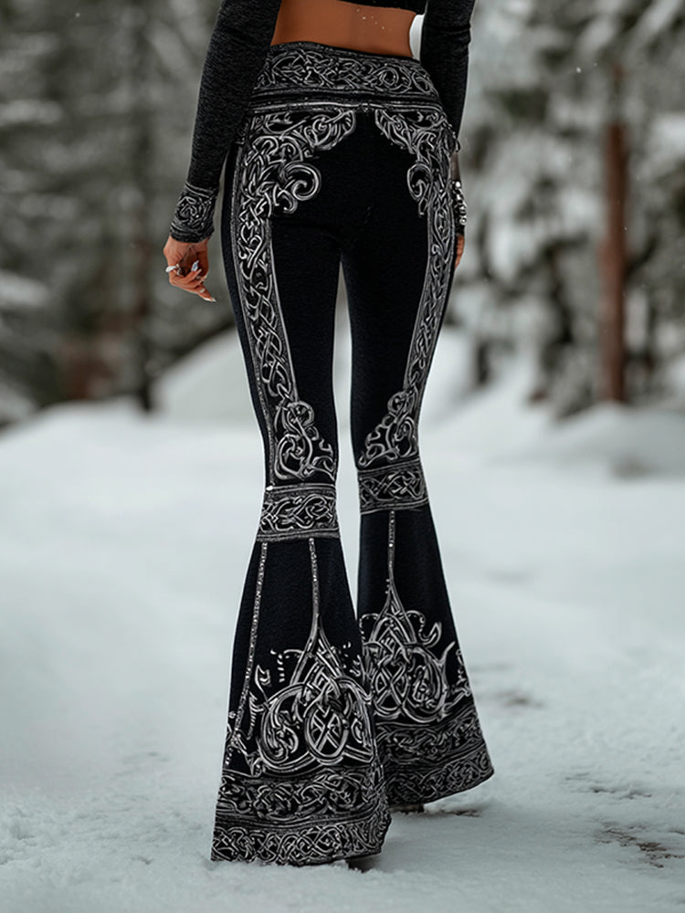 Women's Retro Viking Celtic Knot Art Comfortable Flared Pants