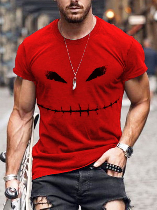 Men's Crooked Smile Graphic Halloween Round Neck T Shirt