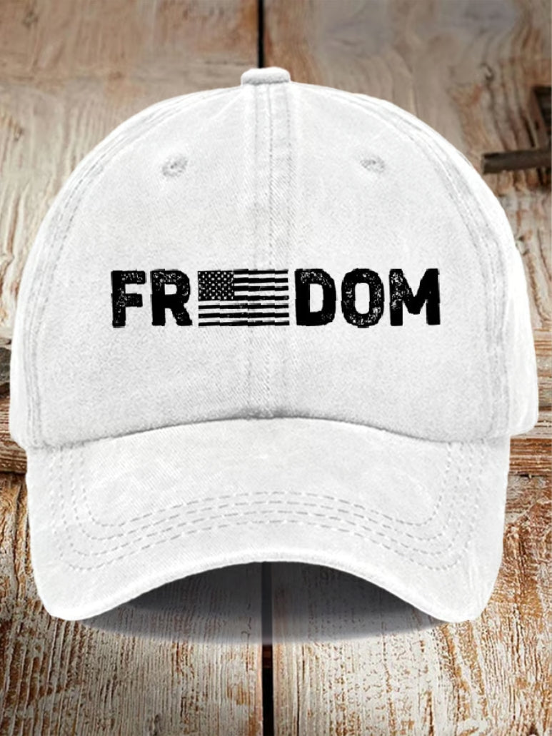 Unisex Freedom American Flag Print Baseball Cap
