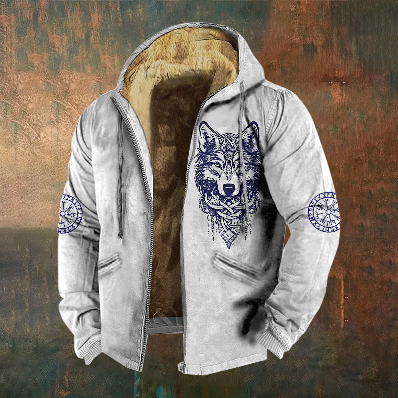 Men's Viking Wolf Style Celtic Pattern Zipper Jacket