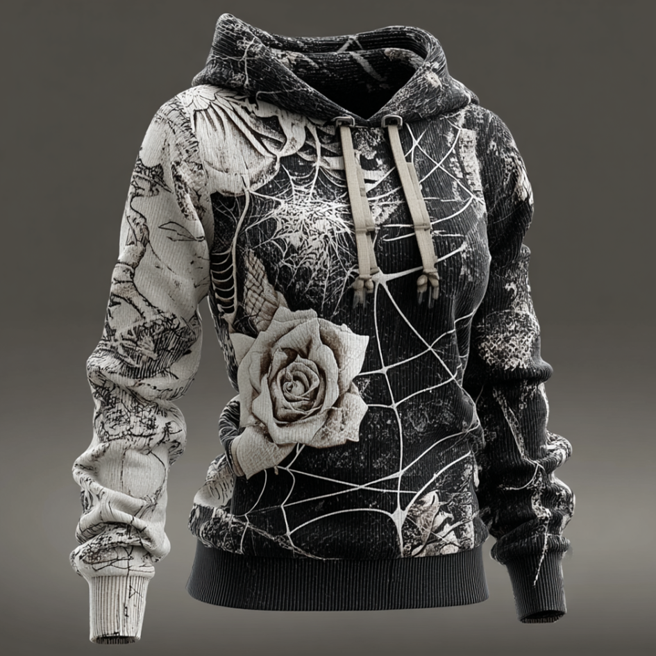 Ladies' Halloween Line Art Dark Style Knit Sweater