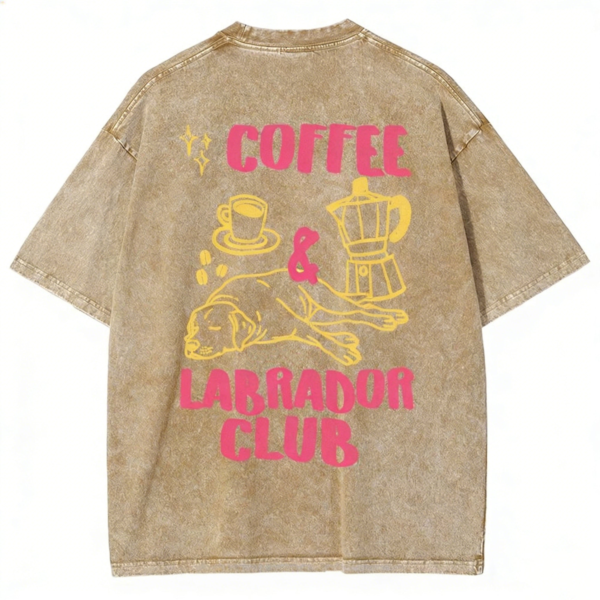 Coffee Labrador Club Unisex Fit Washed T-shirt