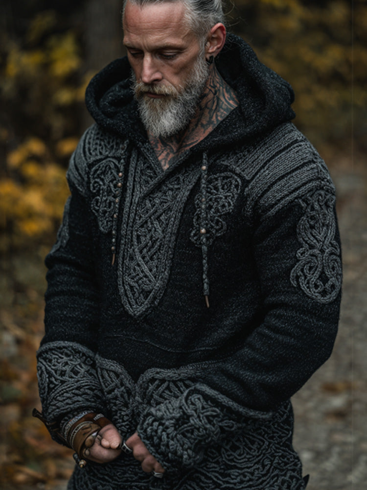 Men's Vintage Halloween Viking Embroidered Sweater