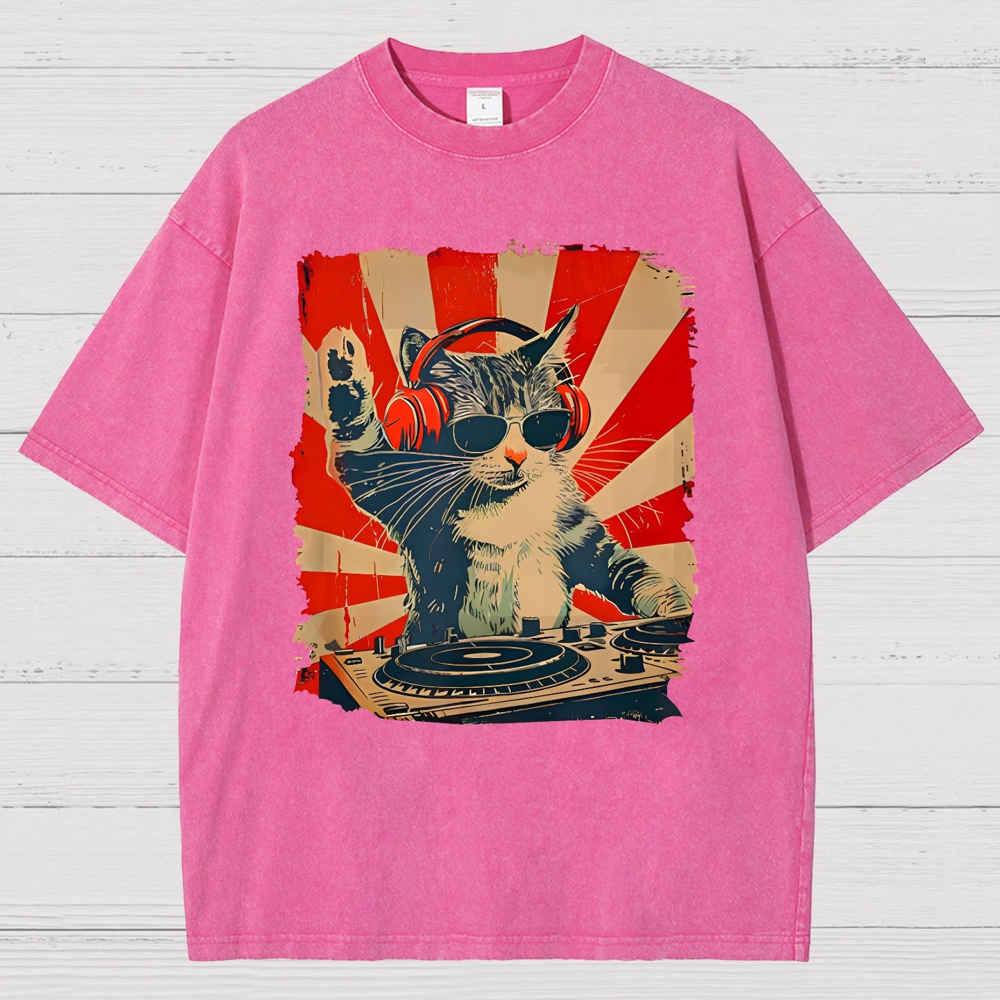 Rock Music Cat Vintage Distressed T-shirt