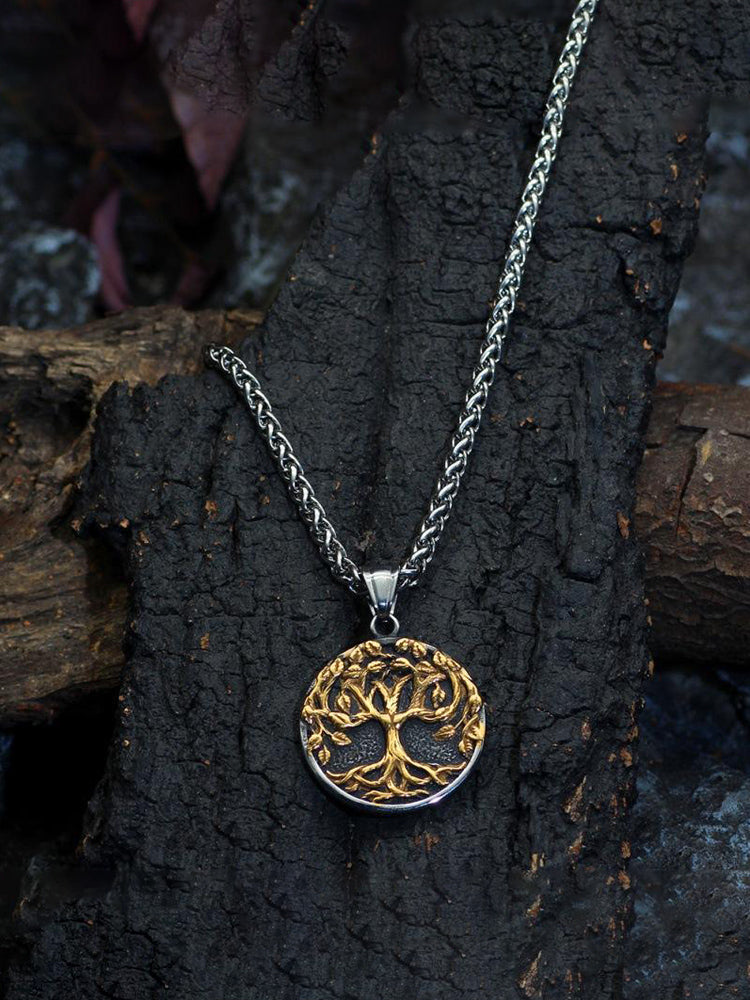 Nordic Vintage Viking Rune Tree Of Life Pendant Necklace