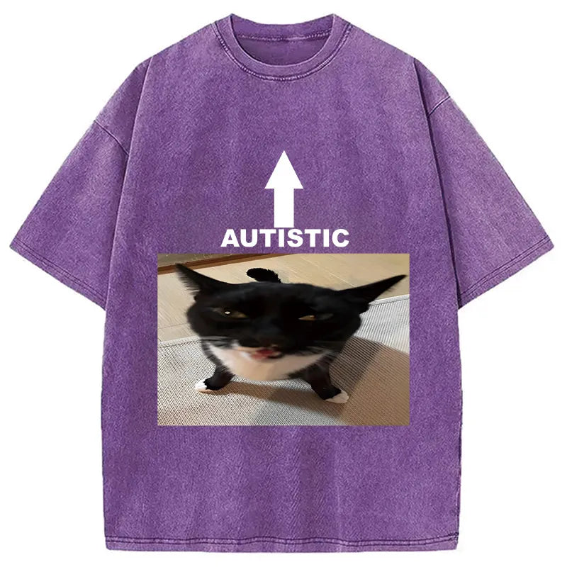 Autistic Cat Washed T-shirt