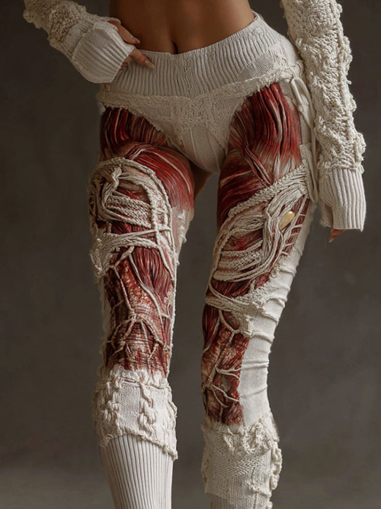 Women's Halloween Muscle Anatomy Art Leggings