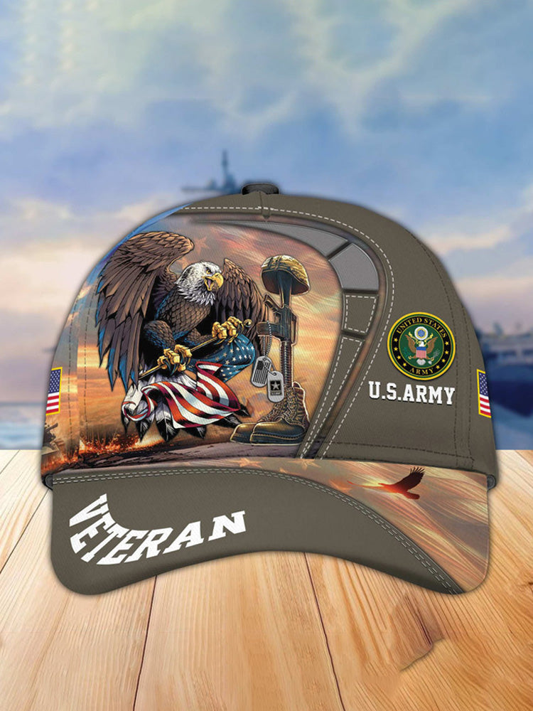 Unisex Casual Independence Day Us Army Print Cap