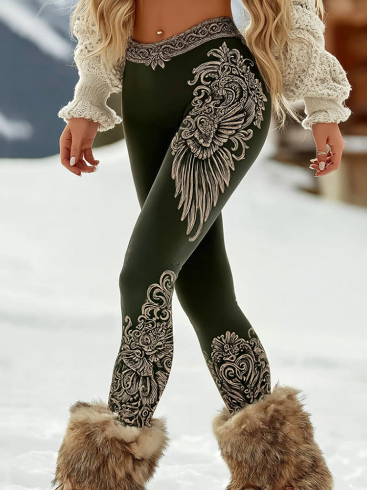 Women's Viking Tribal Celtic Wings Art Casual Leggings