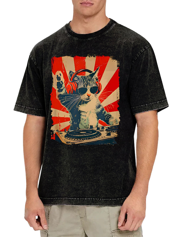 Rock Music Cat Vintage Distressed T-shirt