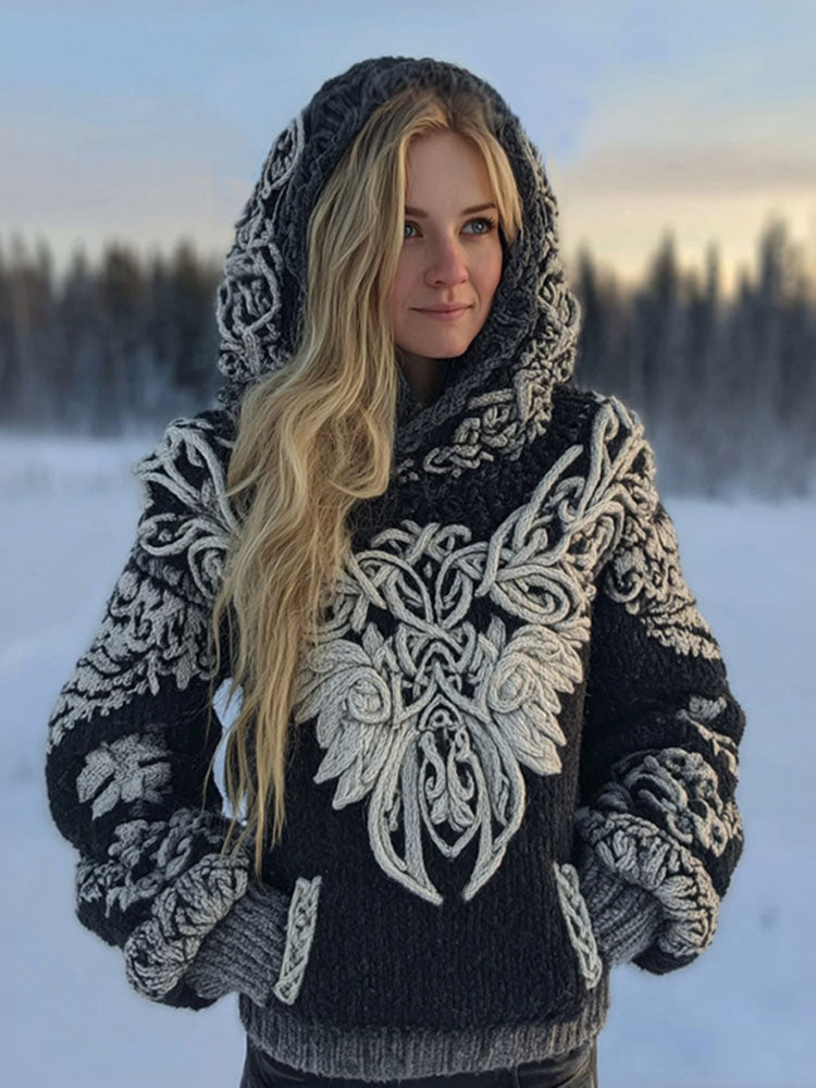 Women's Butterfly And Celtic Knot Comfortable Knit Hoodie