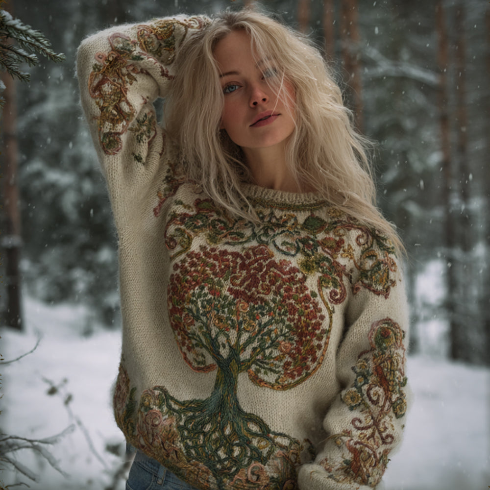 Vintage Colorful Tree Of Life Vintage Crew Neck Sweater