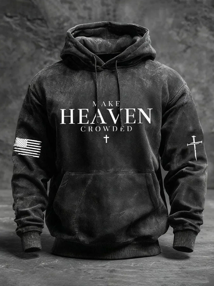 Men's Casual Faith Cross Printed Long Sleeve Hooded Sweatshirt