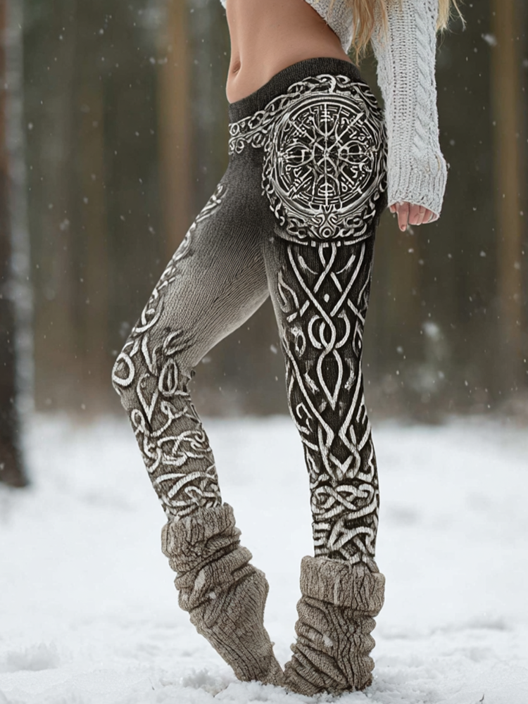 Vintage Viking Celtic Elements Women's Knitted Tight-fitting Leggings
