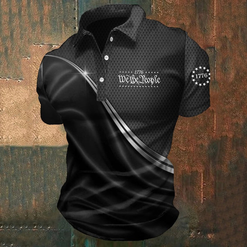 Men's Casual Independence Day 1776 Graphic Print Polo Shirt