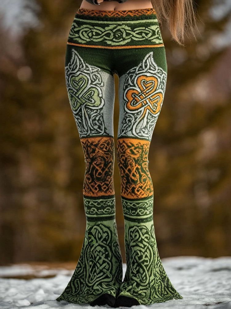 Vintage Viking Inspired Celtic Knot Cozy Flared Leggings