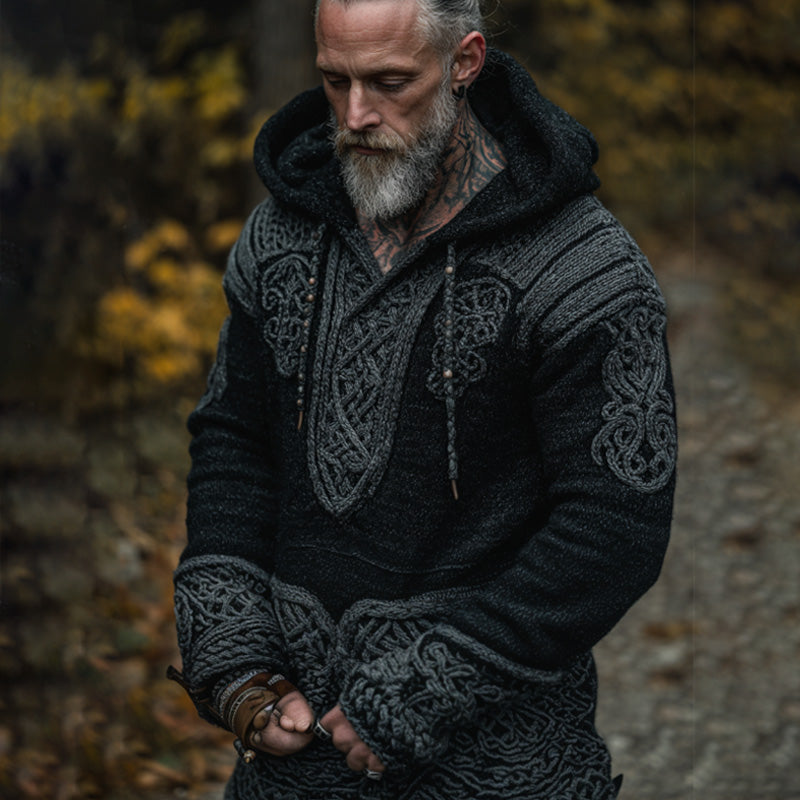 Men's Vintage Halloween Viking Embroidered Sweater