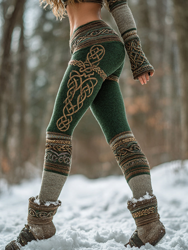 Women's Vintage Celtic Knot Contrast Print Leggings