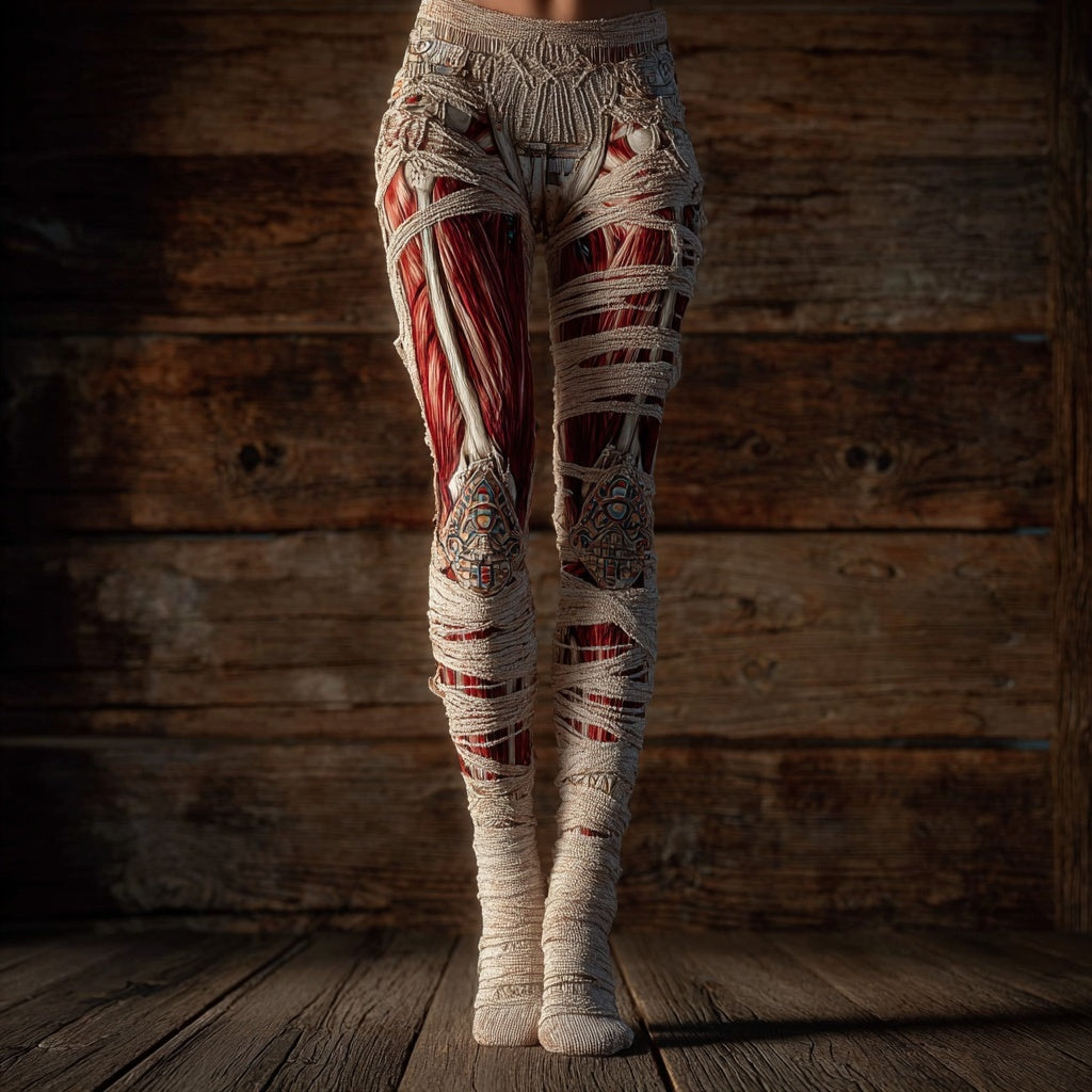Vintage Bloody Skeleton Anatomy Bandages Cozy Knit Leggings