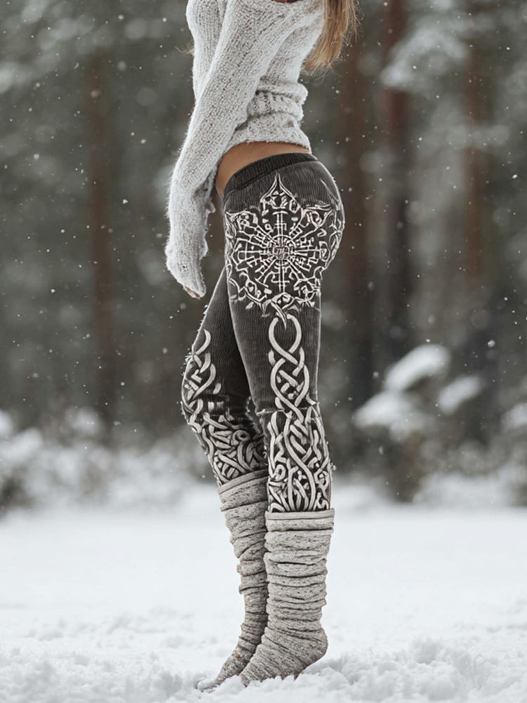 Vintage Viking Celtic Elements Women's Knitted Tight-fitting Leggings