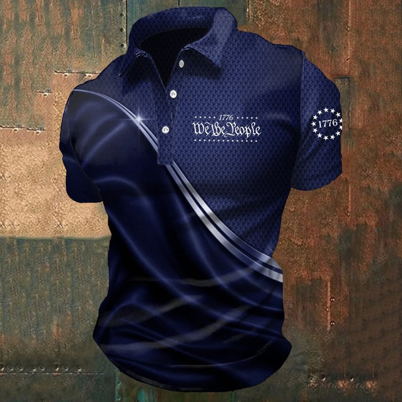 Men's Casual Independence Day 1776 Graphic Print Polo Shirt