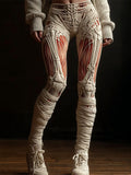 Halloween Muscle Skeleton Bandage Art Women's Knit Leggings