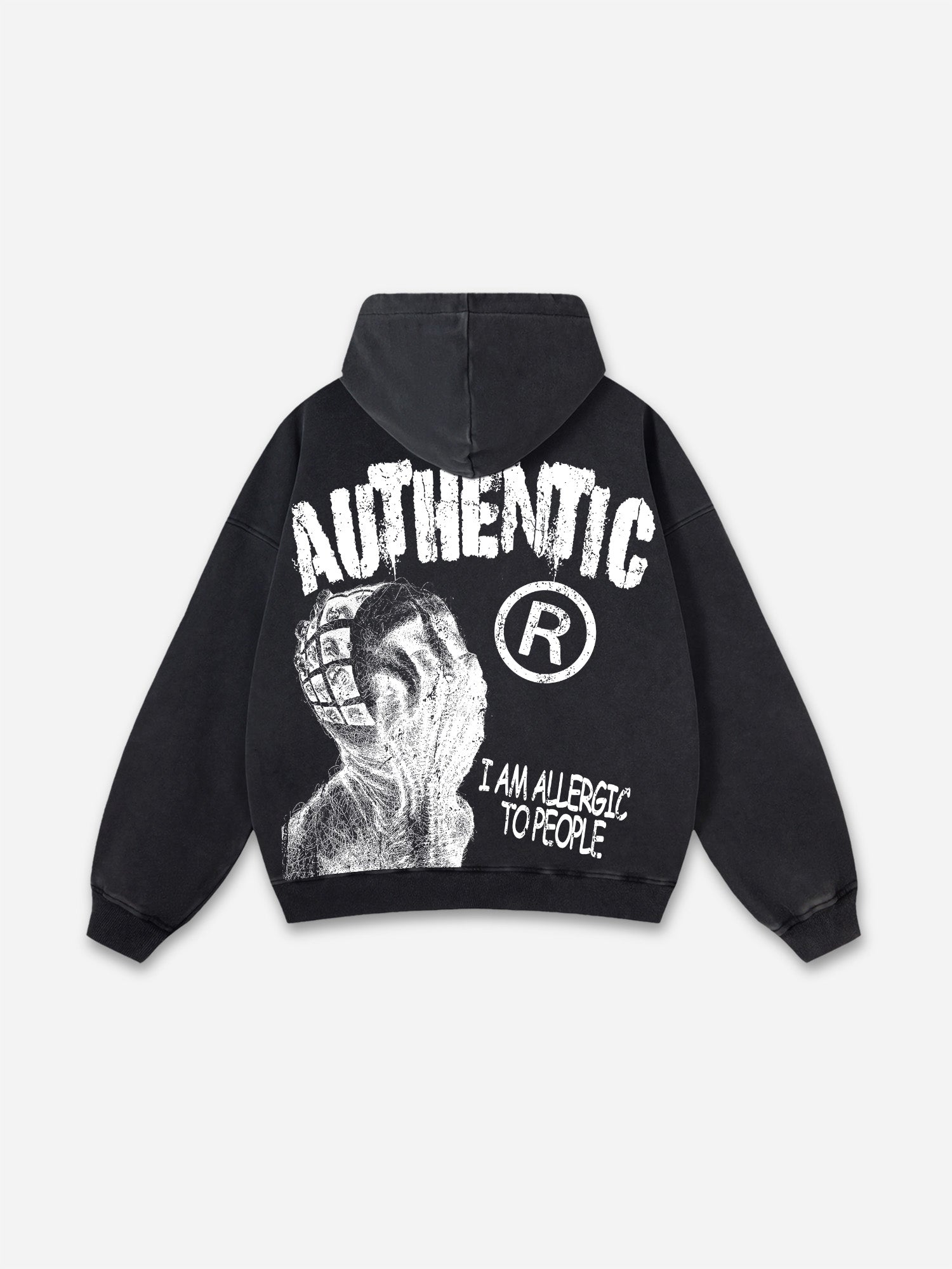 I Am Allergic To People Street Graphic Heavyweight Washed Hoodie