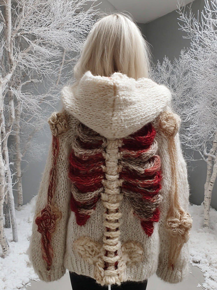 Women's Vintage Halloween Art Cozy Hooded Sweater