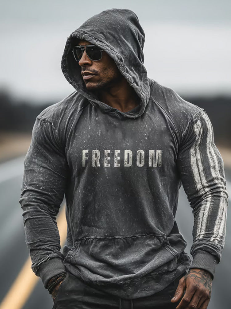 Men's Casual Freedom Print Hoodie