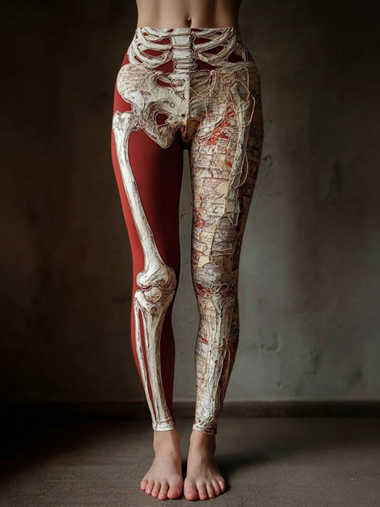 Women's Vintage Halloween Anatomy Art Knit Leggings