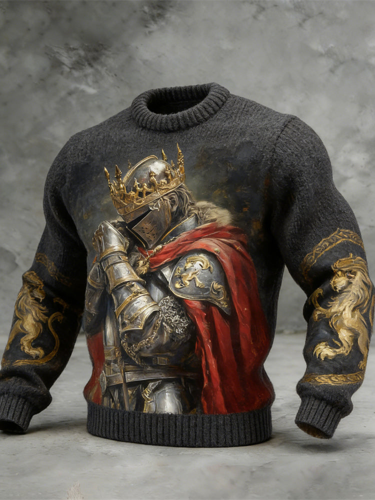 Ancient Roman Soldier Pattern Men's Crew Neck Knit Sweater