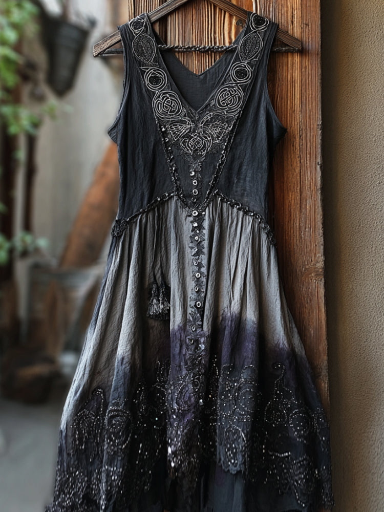 Women's Halloween Plant Flower Tie Dye Sleeveless Dress