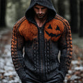 Halloween Pumpkin Ghostface Celtic Knot Men's Hooded Zipper Sweater