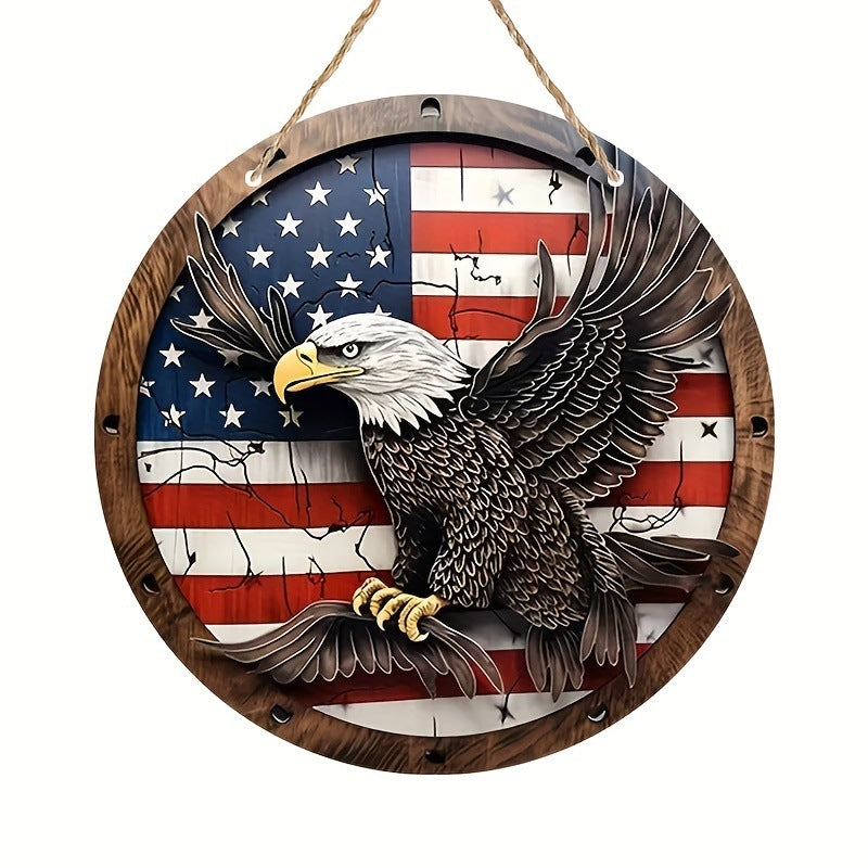 Independence Day Decoration Wooden Sign Hanging Eagle Welcome Door