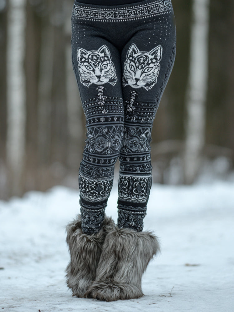 Viking Cat Celtic Knot Comfy Leggings